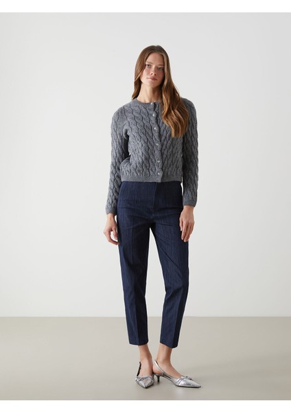 Yeni Sezon Bisiklet Yaka Kendinden Desenli Kadın Triko Hırka fiyatları