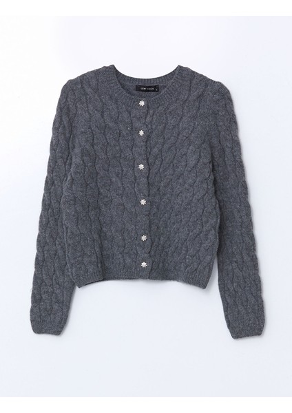 Yeni Sezon Bisiklet Yaka Kendinden Desenli Kadın Triko Hırka indirimleri