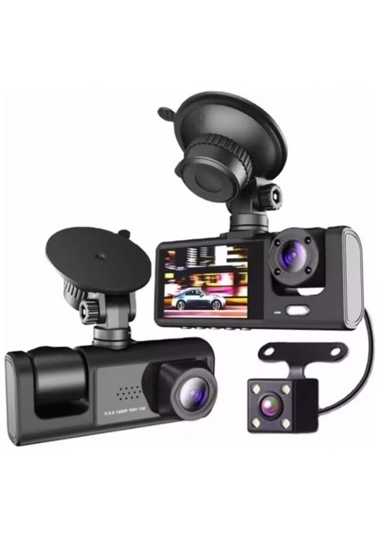 64GB Araç Içi Kamera 3 Kameralı (Yol + Araç Içi+ Arka) Fhd Video Kayıt Mikrofonlu Türkçe Cc-33 fiyatları