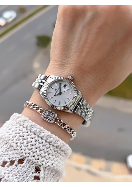 Çelik Kordonlu 2 Yıl Garantili 3 Atm Suya Dayanıklı Kadın Kol Saati+Bileklik BD.10030.1 fiyatları