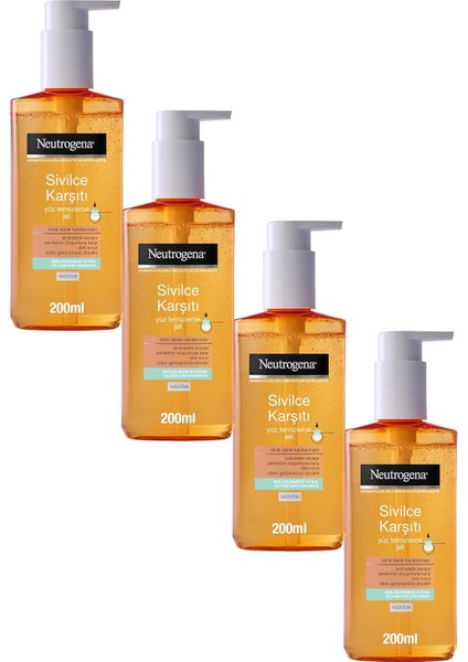 Neutrogena Visibly Clear Sivilce Karşıtı Yüz Temizleme Jeli (4 x 200 Ml) fiyatları