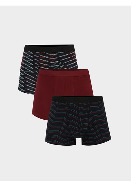 Yeni Sezon Standart Kalıp Desenli Erkek Boxer 3'lü