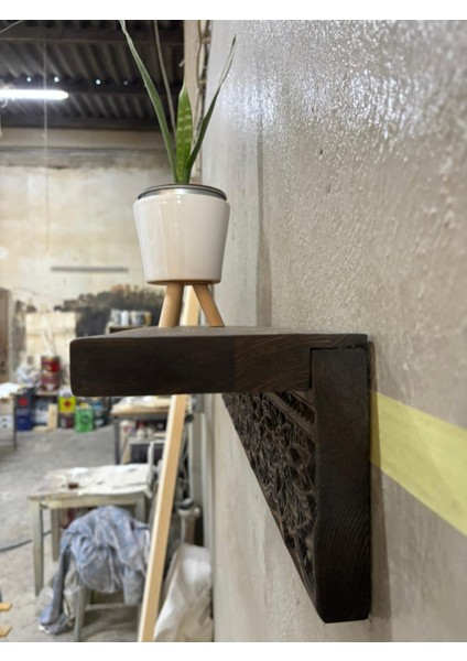 Koyu Ceviz Ahşap Oyma Duvar Rafı fırsatları