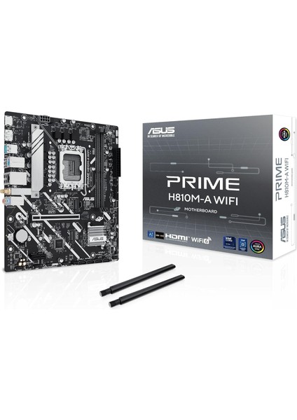 Prıme H810M-A Wıfı Intel H810 LGA1851 Ddr5 6400 Dp HDMI Çift M2 Usb3.2 Ax Wifi + Bt Aura Rgb Matx 6+1+1+1 Güç Aşamaları, 5x Protectıon Iıı, Ready For Advanced Aı Pc