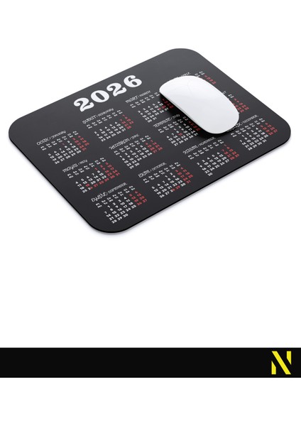 2026 Takvimli Siyah Renkli Ergonomik Mouse Pad - 23 cm X19 cm - Kaydırmaz Taban Ev ve Ofis Kullanımı Için Ideal Fare Altlığı Mousepad modelleri