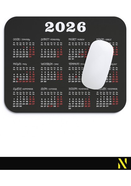 2026 Takvimli Siyah Renkli Ergonomik Mouse Pad - 23 cm X19 cm - Kaydırmaz Taban Ev ve Ofis Kullanımı Için Ideal Fare Altlığı Mousepad fırsatları