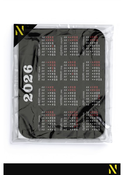 2026 Takvimli Siyah Renkli Ergonomik Mouse Pad - 23 cm X19 cm - Kaydırmaz Taban Ev ve Ofis Kullanımı Için Ideal Fare Altlığı Mousepad