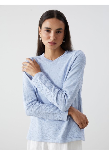 Yeni Sezon Bisiklet Yaka Desenli Kadın Triko Kazak