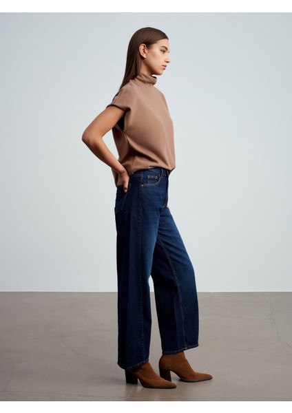 72090 %100 Pamuk Dikiş Detaylı Baggy Jean-Lacivert modelleri