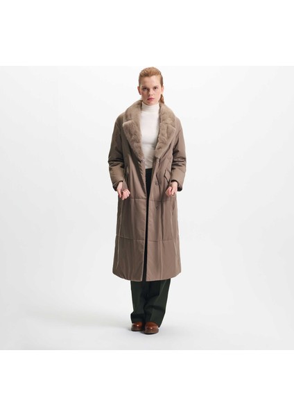Bej Tekstil-Kürk Kadın Kürk Kaban - K23IKM320361-H1Q