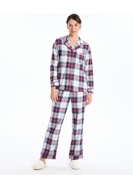 Yeni Sezon Gömlek Yaka Ekose Kadın Pijama Takımı fiyatları