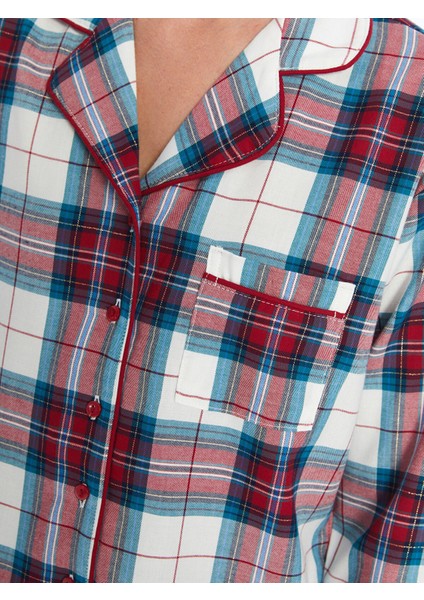Yeni Sezon Gömlek Yaka Ekose Kadın Pijama Takımı modelleri