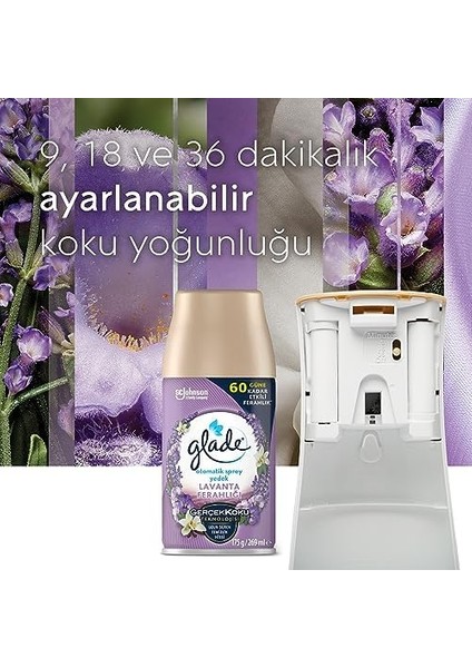 Glade Lavanta Yedek Otomatik Sprey 60 Gün Etkili (1 x 269 Ml) modelleri