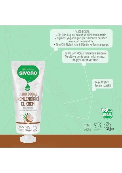 SIVENO%100 Doğal El ve Vücut Kremi Hindistan Cevizi Avokado Yoğun Nemlendirici Onarıcı Vegan 30 ml fiyatları
