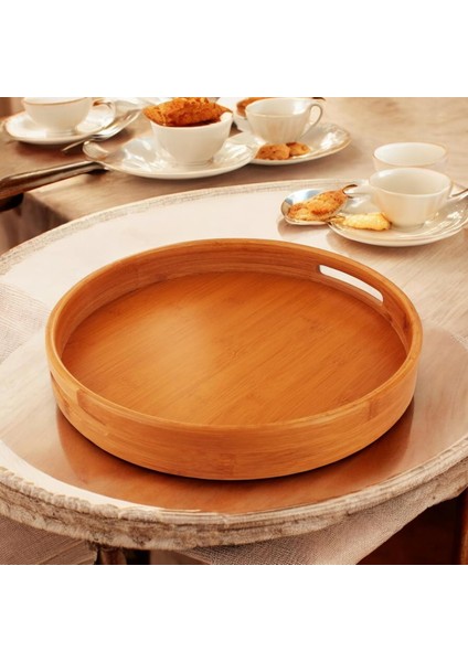 Yuvarlak Bambu Tepsi 30 Cm, Bambu Daire Tepsi, Bambu Sunum Tepsi