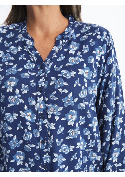 Yeni Sezon Kaçık Yaka Desenli Kadın Gömlek fırsatları