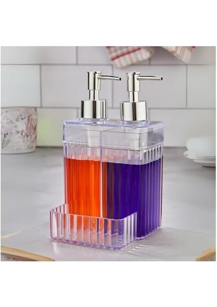 Bölmeli Şeffaf Akrilik Sabunluk ve Deterjanlık – Sünger Hazneli, Mutfak ve Için Pratik Şeffaf Plastik Sabunluk Dispenseri, Dayanıklı ve Kullanışlı Tasarım modelleri