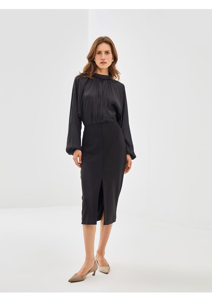 Yeni Sezon Dik Yaka Oversize Saten Kadın Bluz fiyatları
