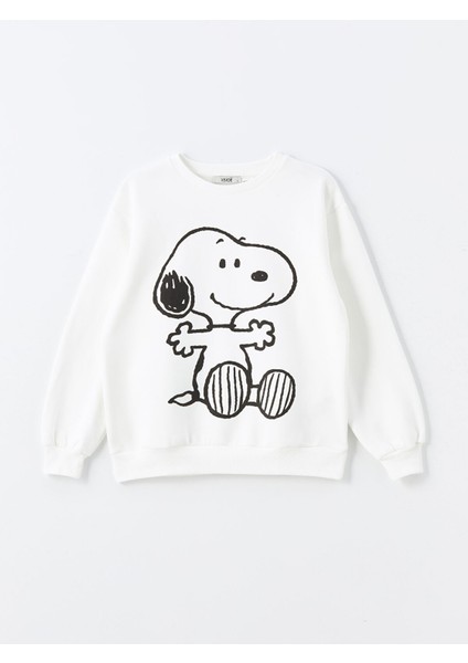 Yeni Sezon Bisiklet Yaka Snoopy Baskılı Oversize Kadın Kalın Sweatshirt indirimleri