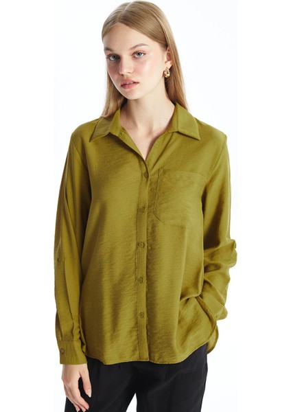 Yeni Sezon Düz Uzun Kollu Kadın Gömlek