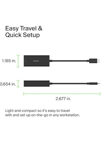 USB Type-C 2.5 GB Ethernet Adaptörü, Usb, Thunderbolt 3 ve 4, Lan Ağ Adaptörü, MacBook Pro/air, iPad Pro, Xps, Surface ve Diğer Usb-C Aygıtlarıyla Uyumlu modelleri