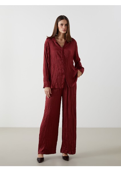 Yeni Sezon Beli Lastikli Geniş Paça Kadın Pantolon