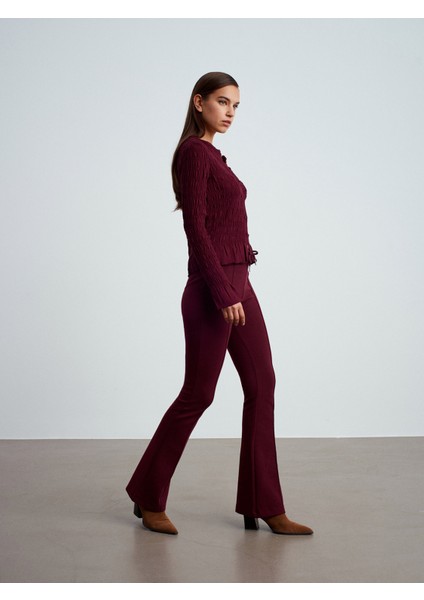 71891 Beli Lastikli Ispanyol Paça Eşofman-Bordo