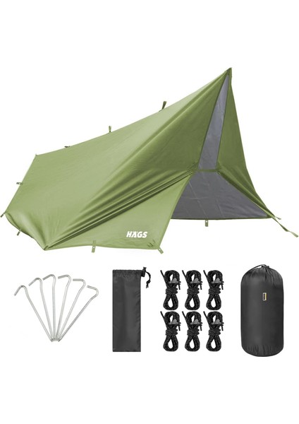 Su Geçirmez Tarp Tente Gölgelik Örtü, 4 Mevsim Taşınabilir Örtü Branda Çok Işlevli Açık Hava Kamp Seyahat Tente Branda Barınak Yağmurluk, Güneşlik Gölgelik Çadır 300X400 cm - Yeşil