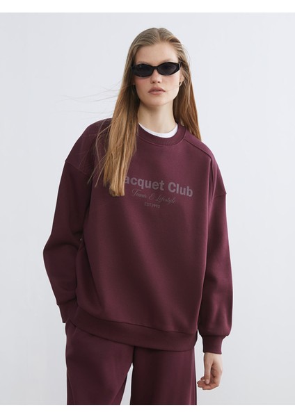 Yeni Sezon Baskılı Oversize Kadın Kalın Sweatshirt