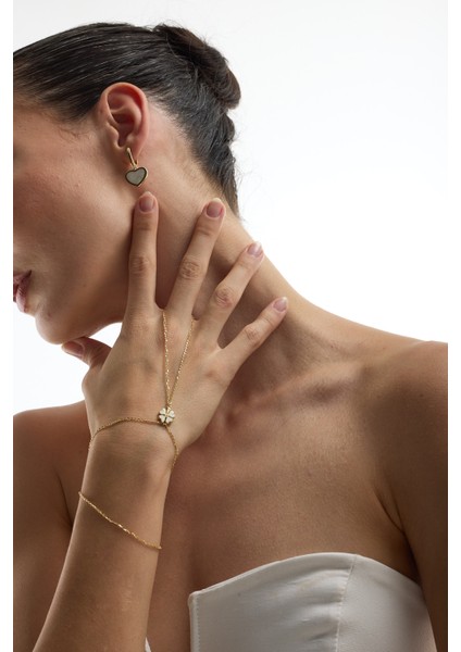 14 Ayar Altın Beyaz Yonca Şahmeran