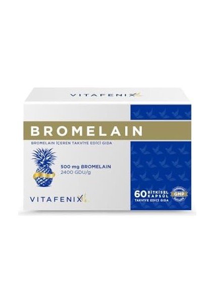 Bromelain 2400 Gdu/g 500 Mg Içeren 60 Bitkisel Kapsül Takviye