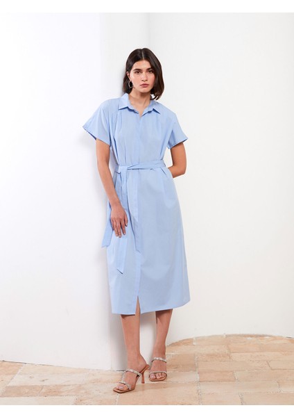 Yeni Sezon Düz Kısa Kollu Poplin Kadın Gömlek Elbise fiyatları