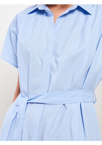 Yeni Sezon Düz Kısa Kollu Poplin Kadın Gömlek Elbise fırsatları