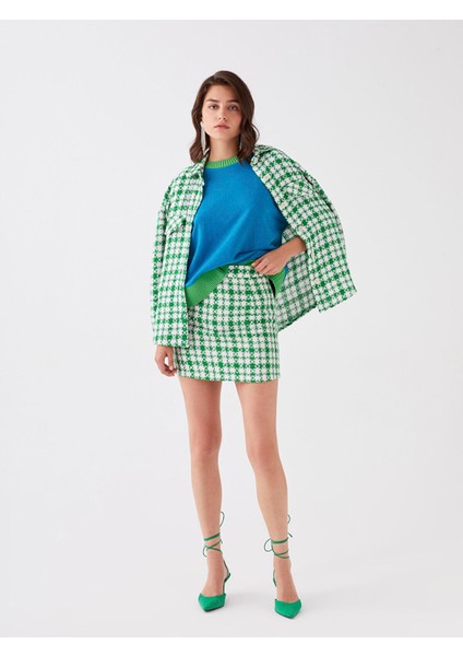 Yeni Sezon Beli Fermuarlı Desenli A Kesim Kadın Tüvit Etek modelleri