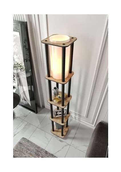 Kare Lambader – Fonksiyonel 3 Raflı Ahşap Gövde, 24X24 cm Kare Taban, 140 cm Yükseklik, E27 Duy Tipi Uyumlu, LED Ampul ile Kullanılabilir, Göz Yormayan Işık (Mese) fiyatları