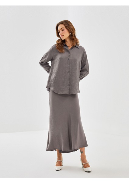 Yeni Sezon Standart Fit Saten Kadın Etek