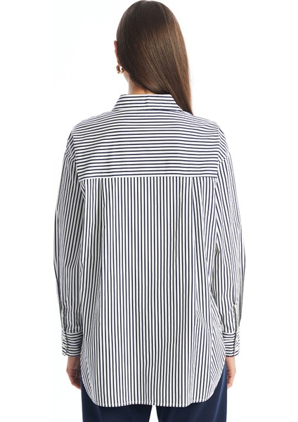 Yeni Sezon Çizgili Oversize Poplin Kadın Gömlek fırsatları