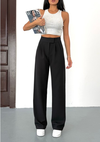 Kadın Yüksek Bel Cırtlı Beli Palazzo Pantolon