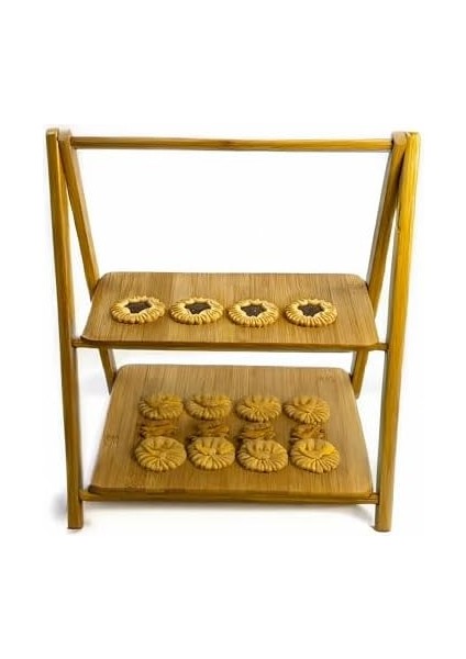 2 Katlı Bambu Sunumluk – Sofra ve Mutfak Için Ahşap Şık ve Fonksiyonel Sunum, Kaymaz Ayaklı, Dikdörtgen Şekilli, Kurabiye, Meyve, Peynir fiyatları
