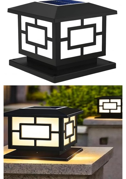 2 Adet Solar Güneş Enerjili 10W Set Üstü Bahçe Aydınlatması, Su Geçirmez, 3200K-6500K, Sütun Üzer Küp, 2 Modlu (Beyaz-Gün Işığı),, Çit, Bahçe Duvar, 165×110 mm