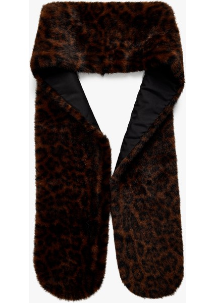 Leopar Desenli Suni Kürk Atkı - Koton x Melis Ağazat