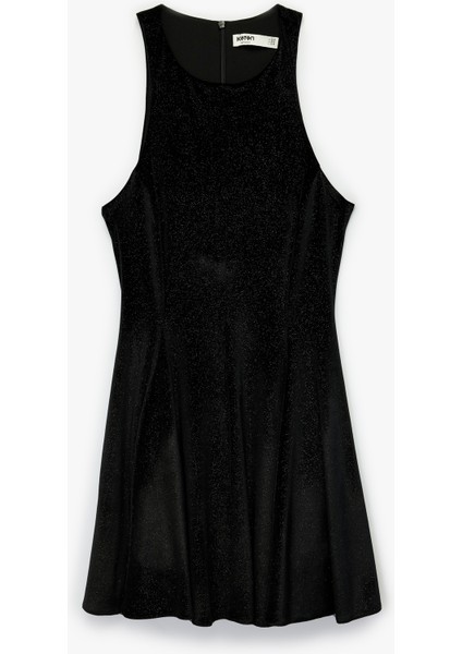 Dar Kesim Simli Kolsuz Halter Yaka Mini Abiye Elbise