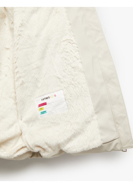 Uzun Kollu Fermuarlı Cepli Içi Suni Kürklü Kapşonlu Uzun Şişme Mont fırsatları