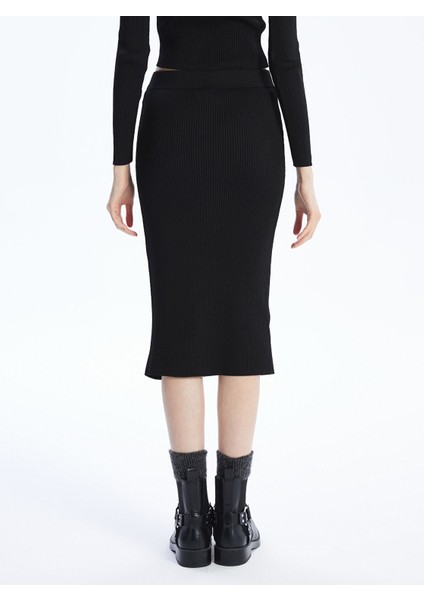 Yeni Sezon Kadın Beli Lastikli Düz Triko Etek indirimleri
