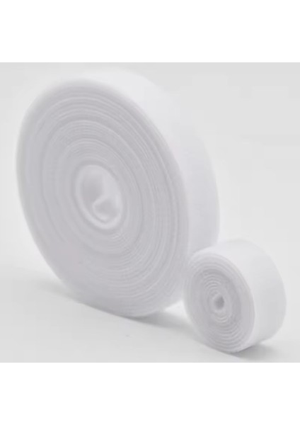 Sabitleyici Kablo Düzenleyici 5 Metre x 1cm Kanca ve Döngü Kayışları, Tekrar Kullanılabilir, Çift Taraflı Kanca Rulo Düzenleyici Kayışlar, Bağlama Bandı (Beyaz)