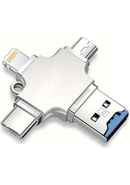 4'ü1 Arada USB 3.0 Otg Adaptörü Sd/tf Kart Okuyucu Ile, Type-C ve Lightning Bağlantıları, iPad ve Telefonlar Için Dosya Transferi Desteği ile Çok Yönlü Mobil Depolama Cihazı. (4in1)
