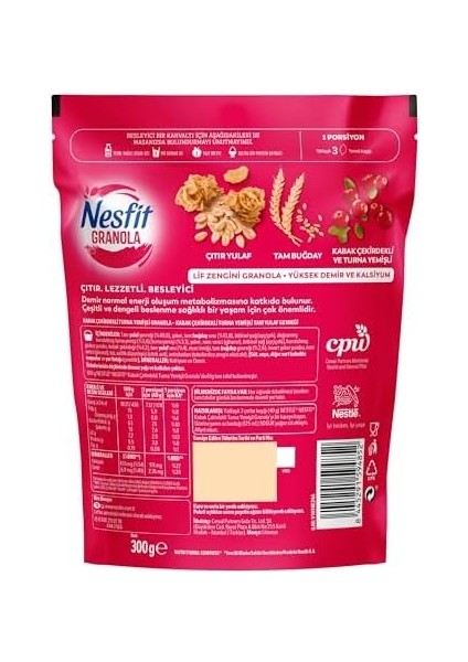 Nestle Nesfit Kabak Çekirdekli ve Turna Yemişli Granola 300G fiyatları
