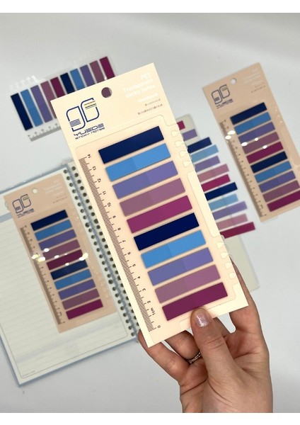 10 Renkli Cetvelli Pastel Mavi ve Mor Tonları Indeks Sticker/index/post-It/postit/kitap Ayracı/not Kağıdı