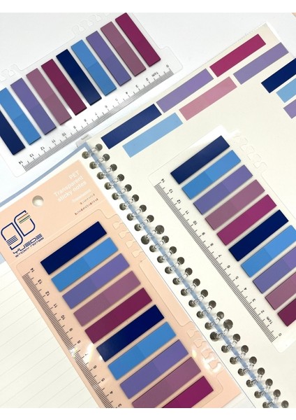 10 Renkli Cetvelli Pastel Mavi ve Mor Tonları Indeks Sticker/index/post-It/postit/kitap Ayracı/not Kağıdı fiyatları