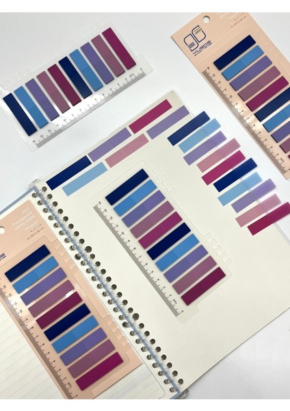 10 Renkli Cetvelli Pastel Mavi ve Mor Tonları Indeks Sticker/index/post-It/postit/kitap Ayracı/not Kağıdı modelleri